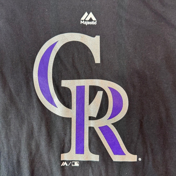 Colorado Rockies CR Majestic T-Shirt Mens XL Black MLB Baseball Crew Neck NWT - Picture 7 of 8